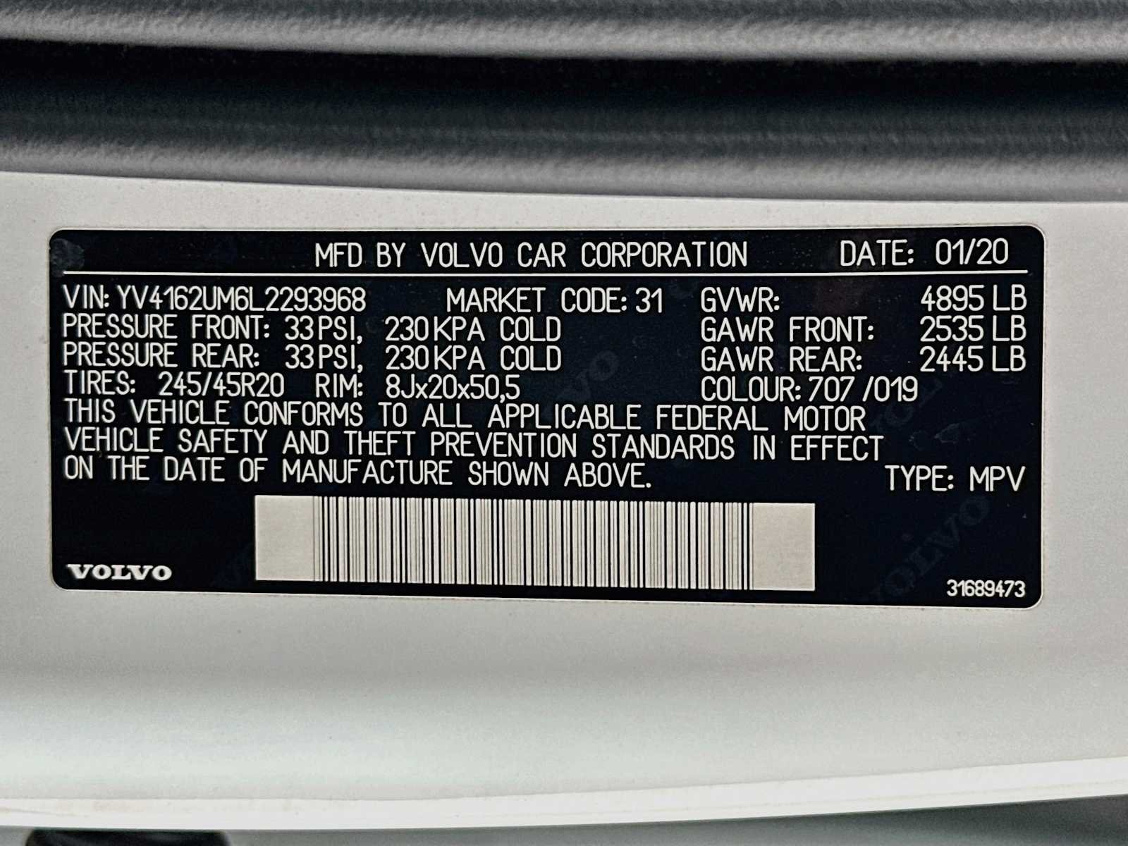 Used 2020 CRYSTAL WHITE MET Volvo R-Design image 31