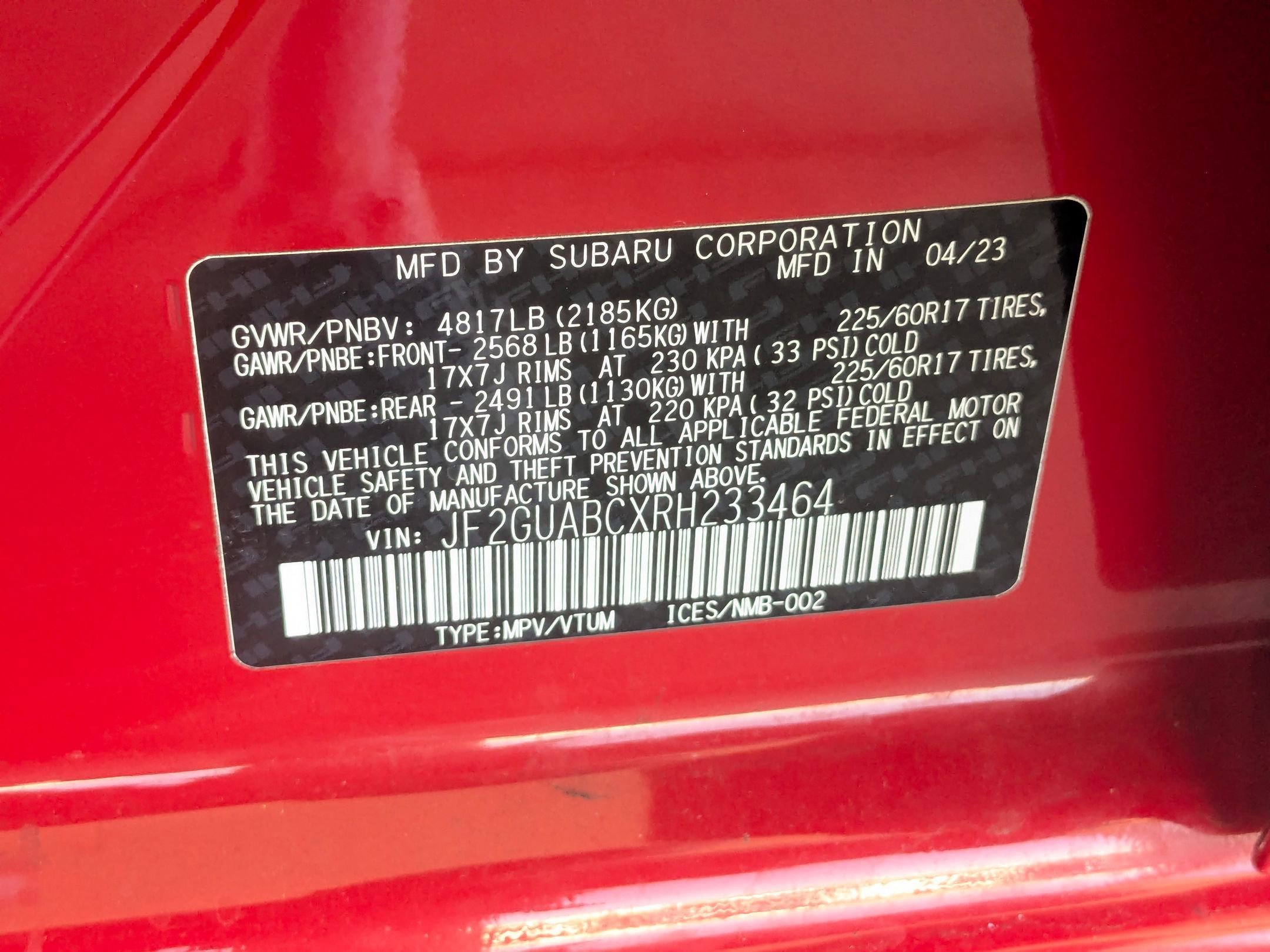 Certified Used 2024 Pure Red Subaru Base image 27
