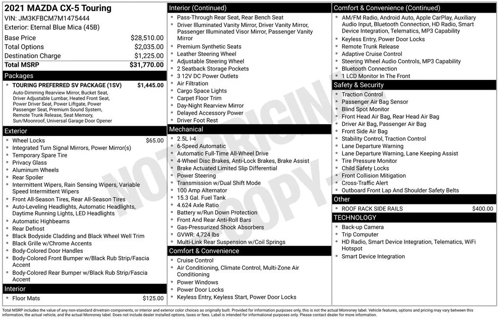 Used 2021 Blue Mazda Touring image 7