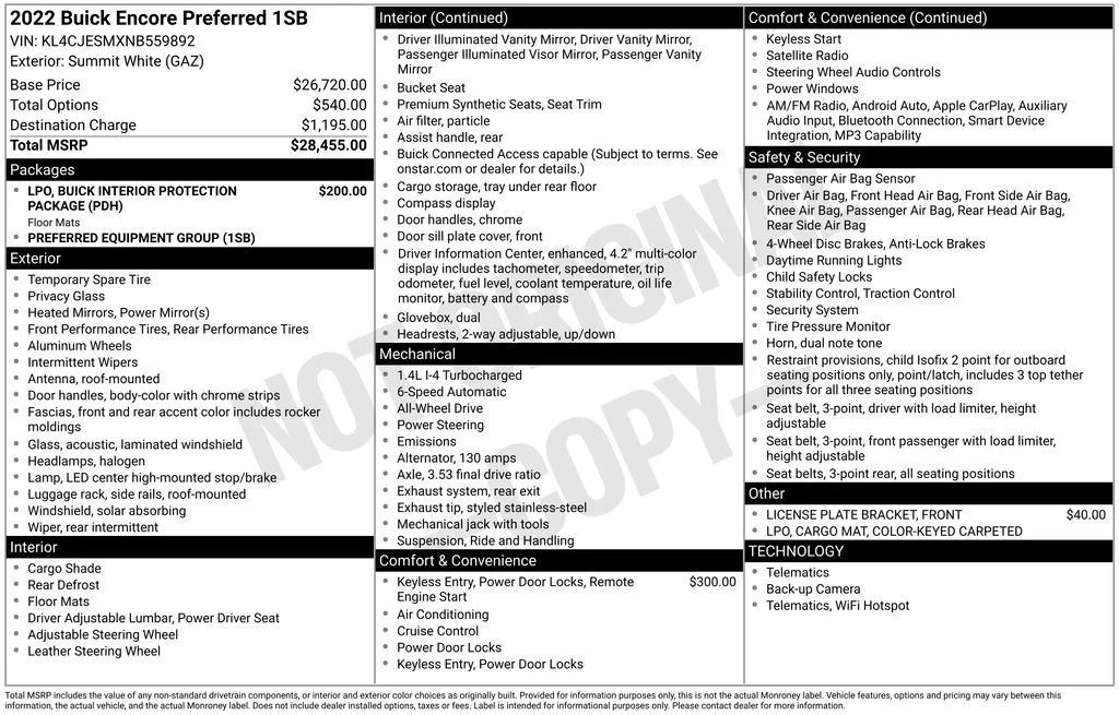 Used 2022 White Buick Preferred image 39