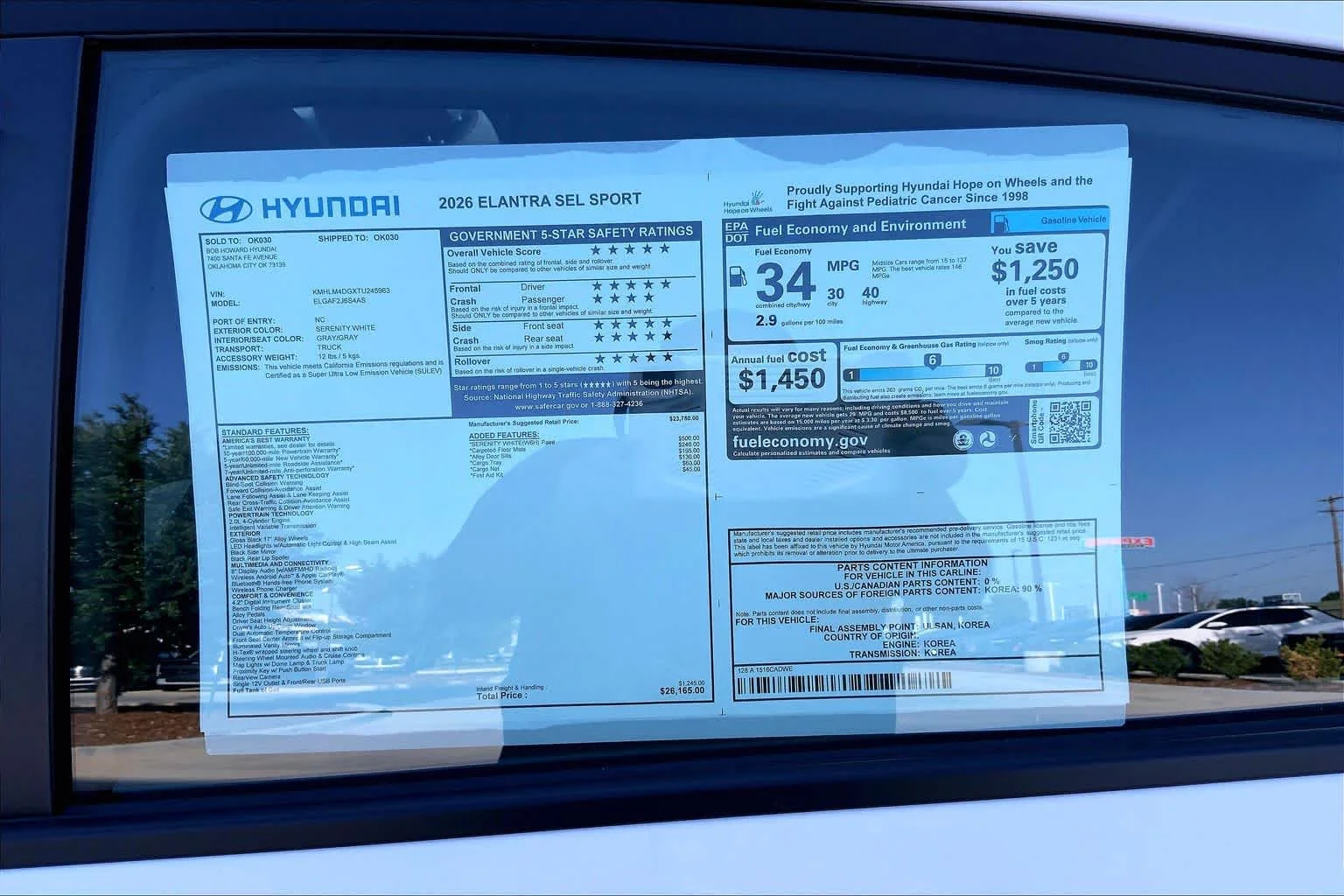 New 2026 Serenity White Hyundai SEL Sport image 18