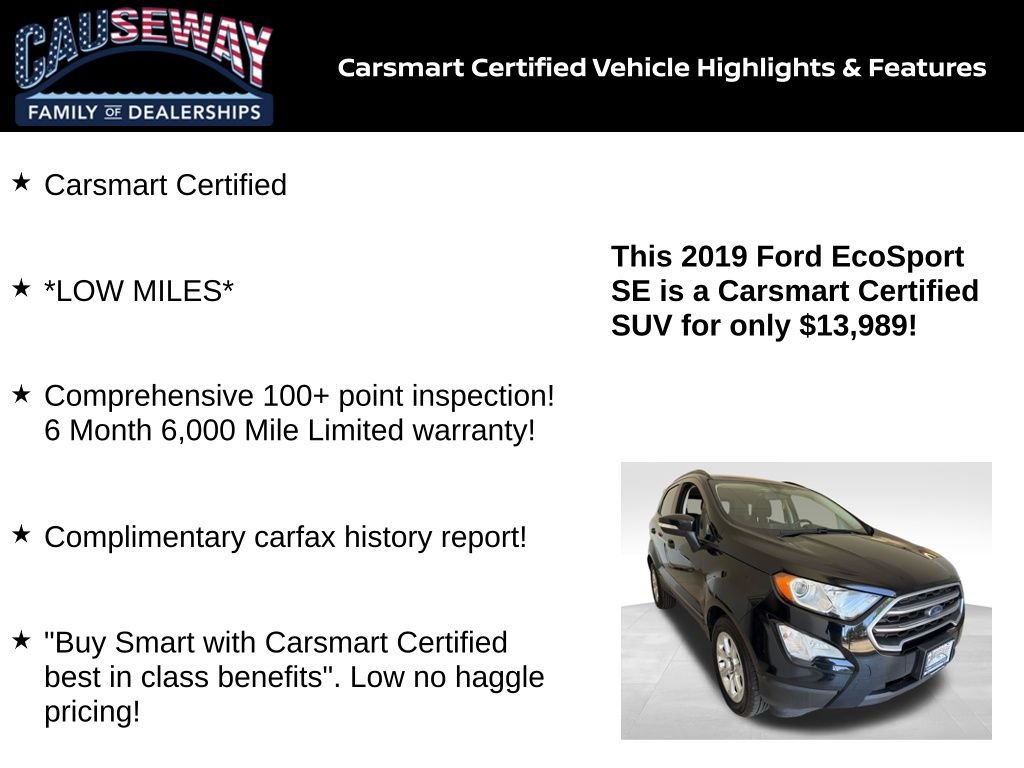 Certified 2019 Ford Ecosport SE with VIN MAJ3S2GE0KC275525 for sale in Stafford Township, NJ