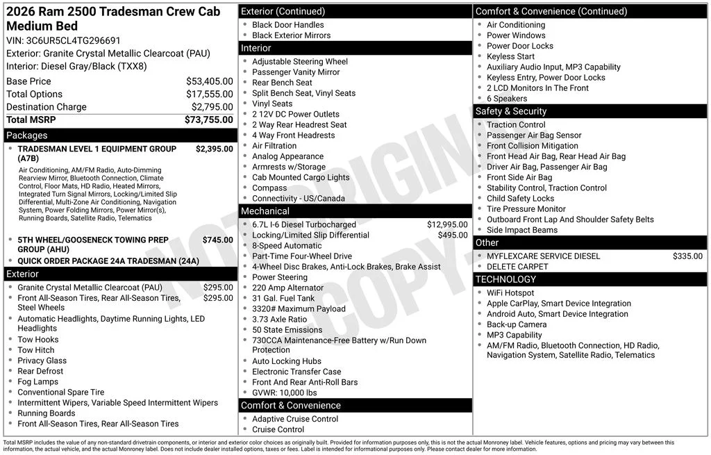 New 2026 Granite Crystal Metallic Clearcoat RAM Tradesman image 5