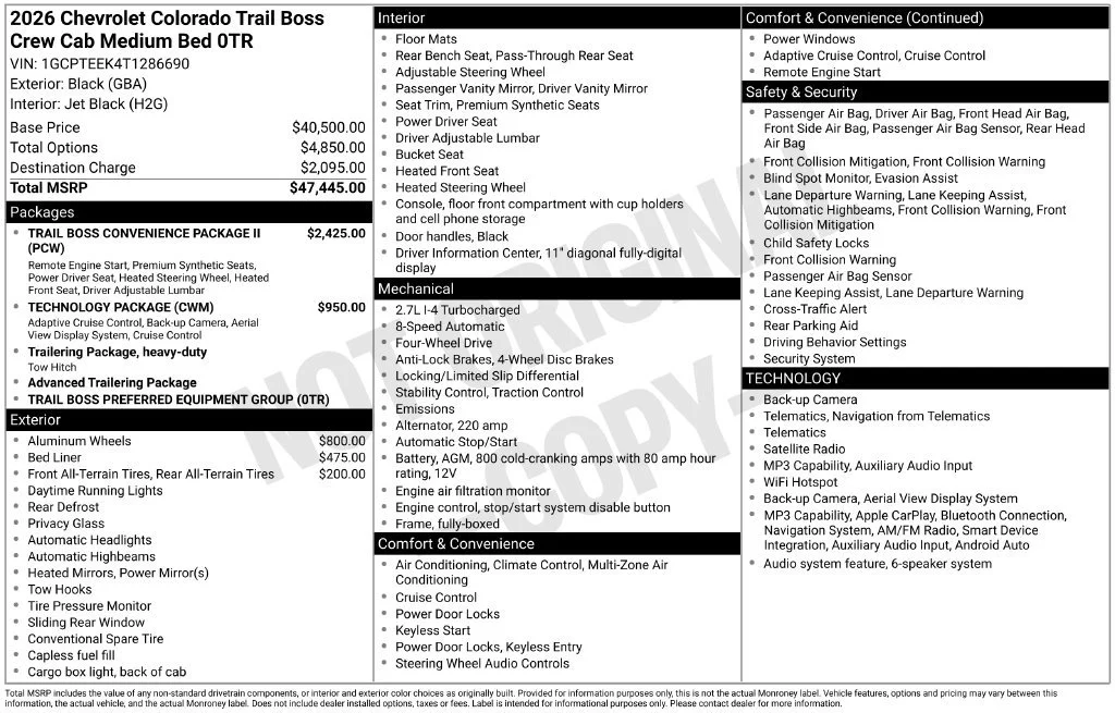 New 2026 Black Chevrolet Trail Boss image 34