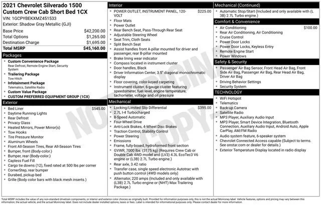 Used 2021 SHADOW GRAY METALLIC Chevrolet Custom image 5
