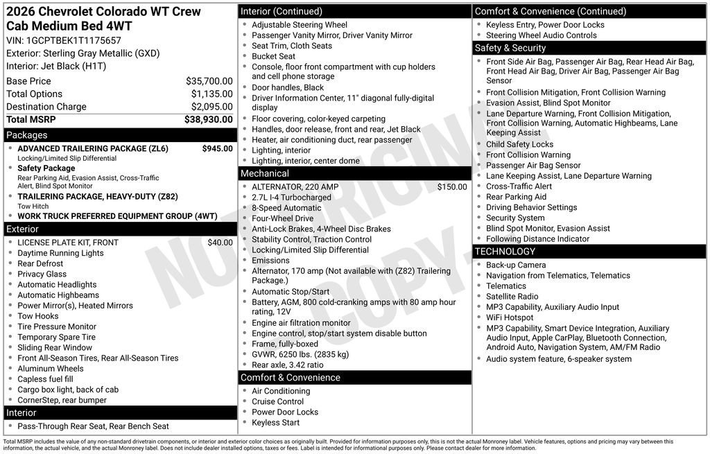 Used 2026 Sterling Gray Metallic Chevrolet WT image 29