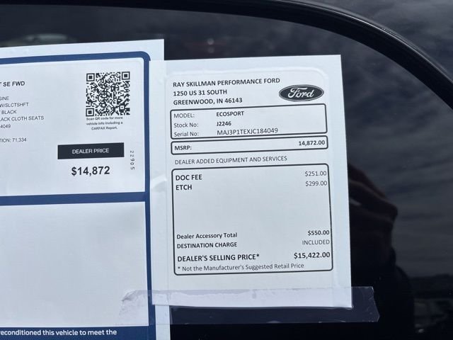 Certified Used 2018 Shadow Black Ford SE image 3