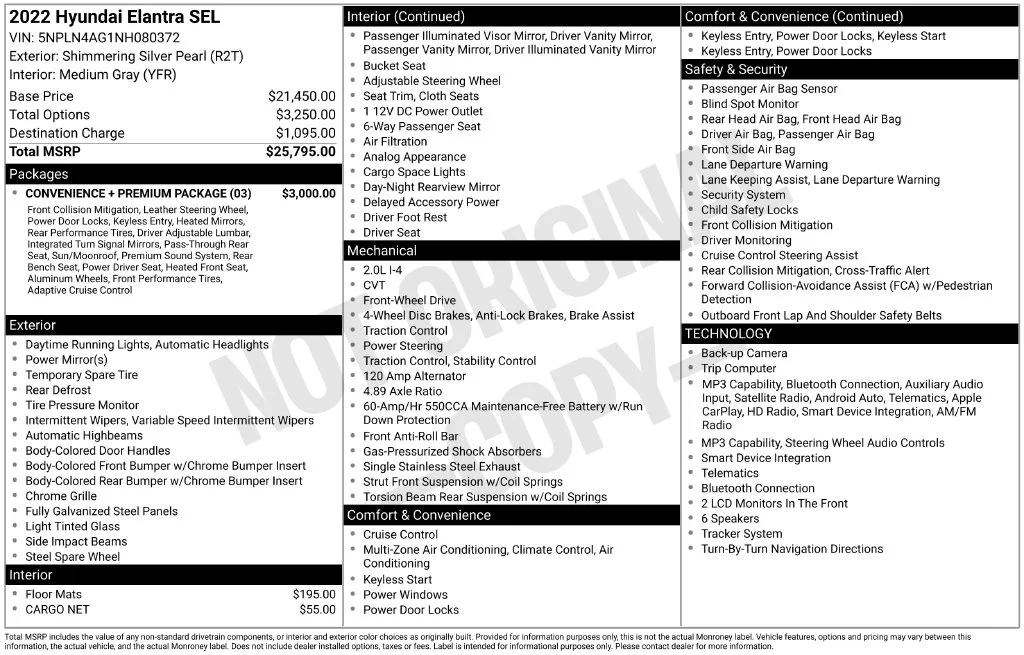 Used 2022 Silver Hyundai SEL image 2