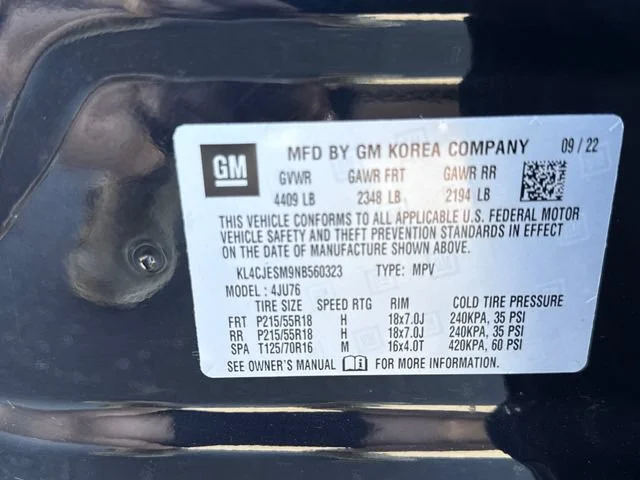 Used 2022 Includes (MDP) Anthracite lower exterior accent color, Paint code W598F.) Buick Preferred image 29