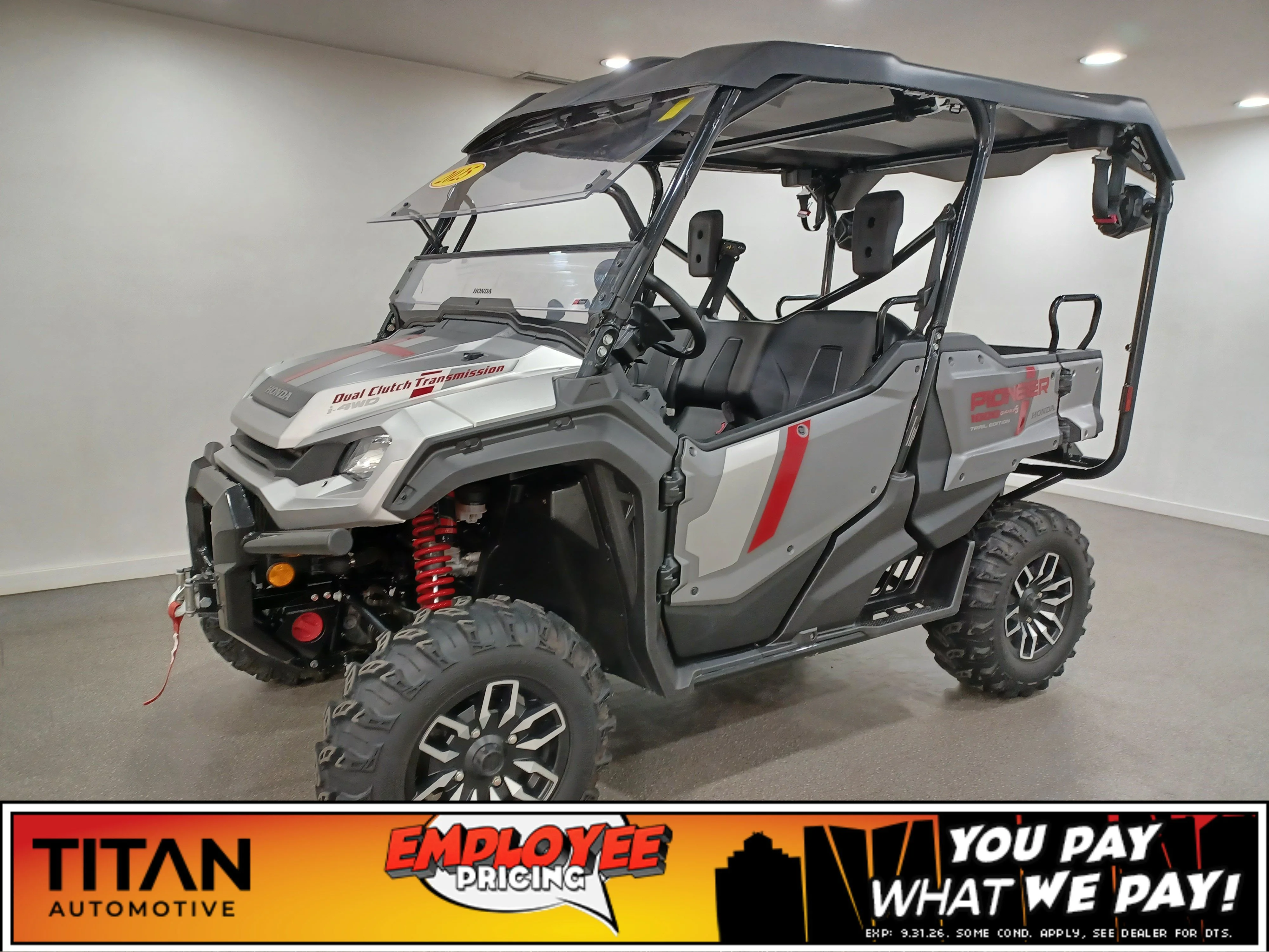 Used 2025 Matte Timberwolf Grey Metallic Honda Trail Special Edition*1000cc Engine | 6spd DCT | i-4x4 | Fox Shocks | SSV Works Audio | WARN Winch image 1