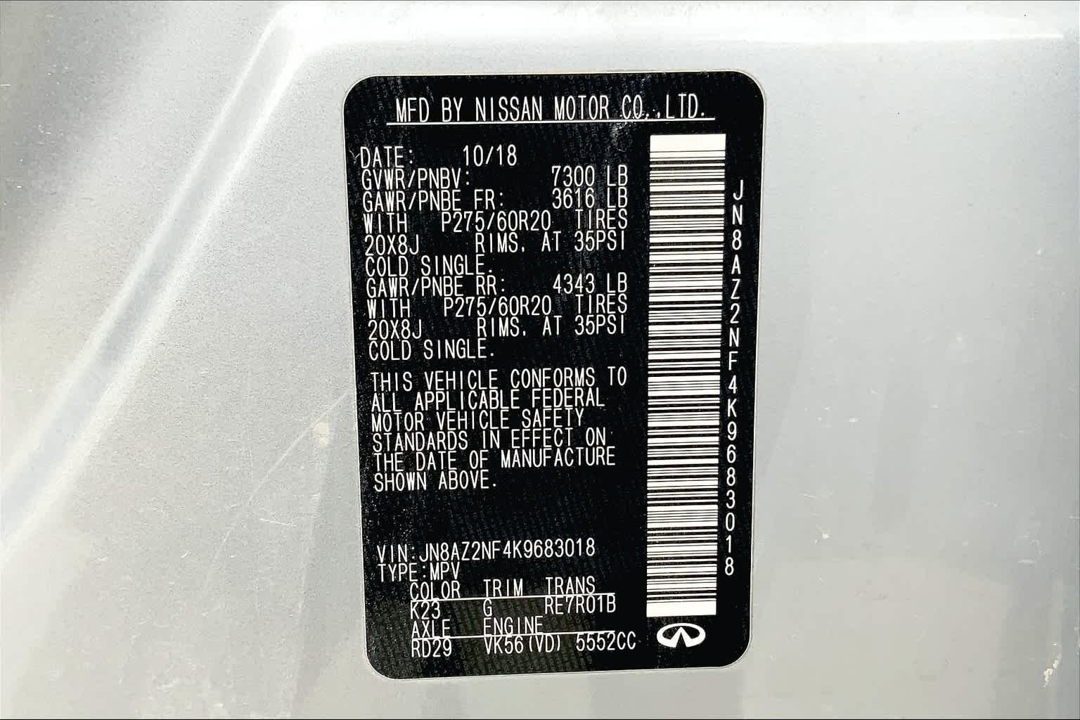 Used 2019 Liquid Platinum INFINITI LUXE image 37