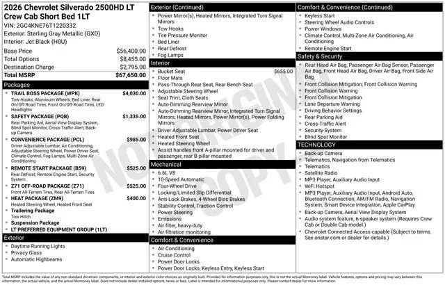 New 2026 Sterling Gray Metallic Chevrolet LT image 7