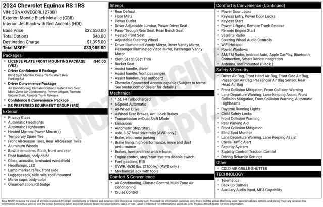 Certified Used 2024 Mosaic Black Metallic Chevrolet RS image 34