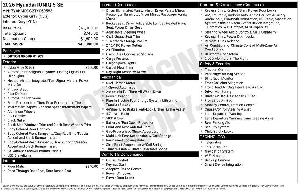 Certified 2026 Hyundai IONIQ 5 SE with VIN 7YAKMDDC2TY059588 for sale in Highland Park, IL