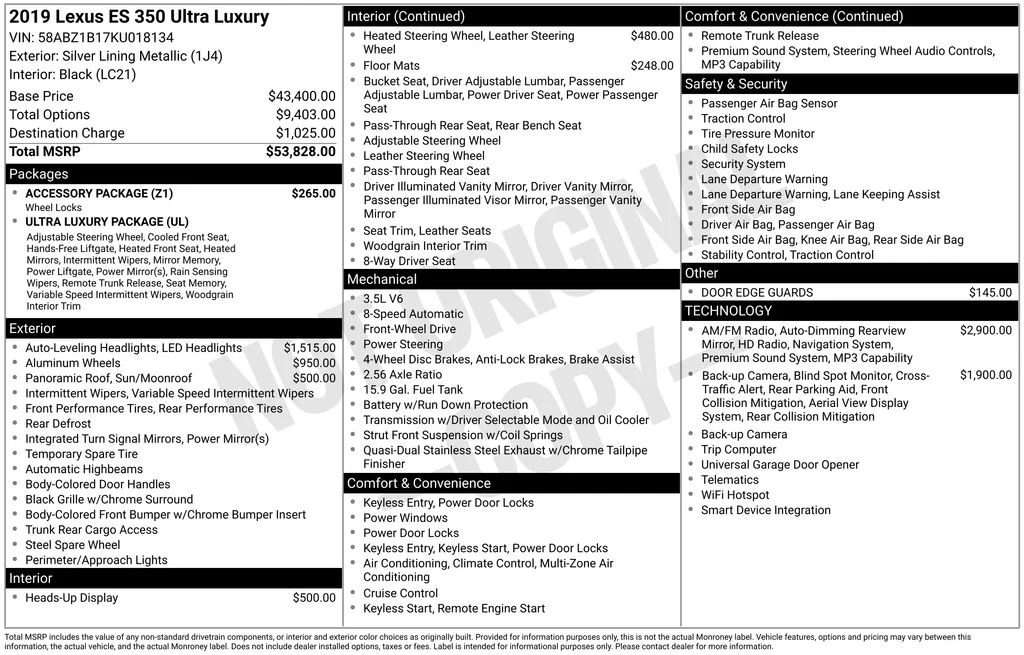 Used 2019 Silver Lexus 350 Ultra Luxury image 17