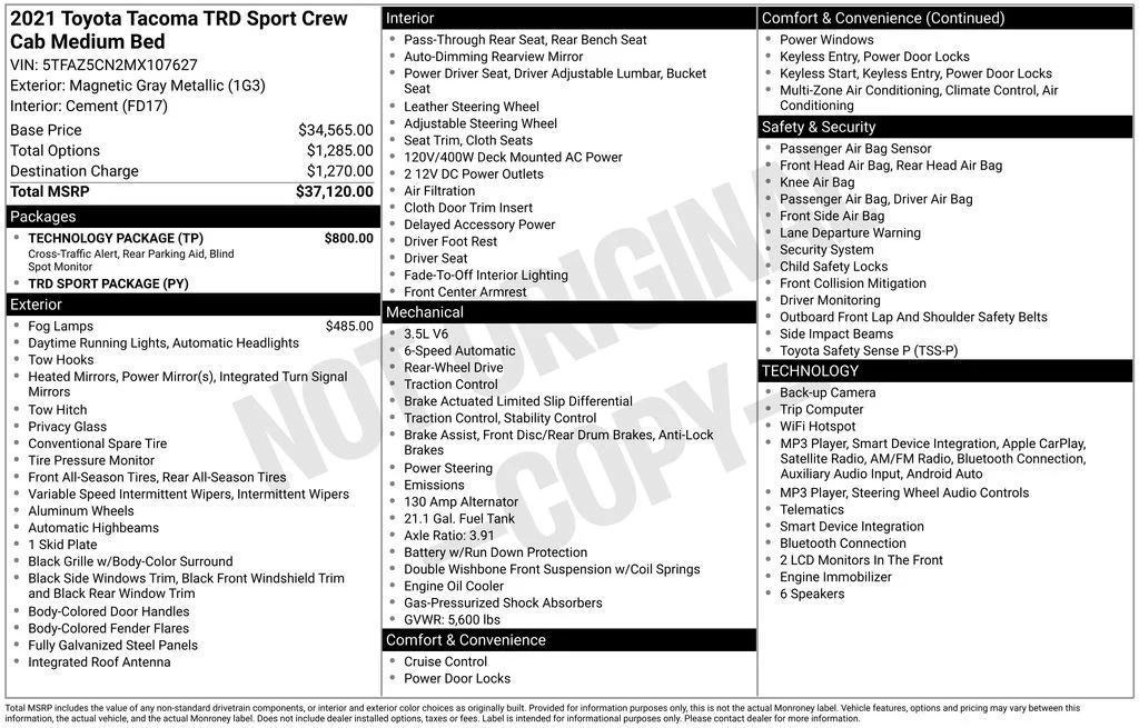 Used 2021 Magnetic Gray Metallic Toyota TRD Sport image 2