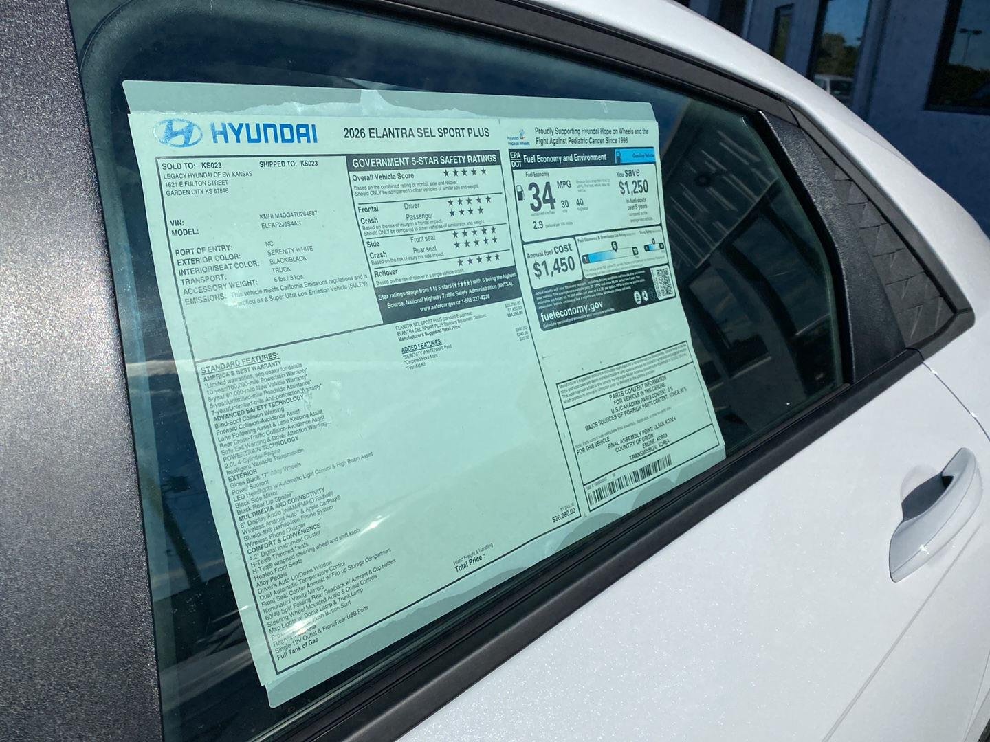New 2026 Serenity White Hyundai SEL Sport Plus image 10