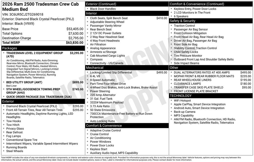 New 2026 Diamond Black Crystal Pearlcoat RAM Tradesman image 25