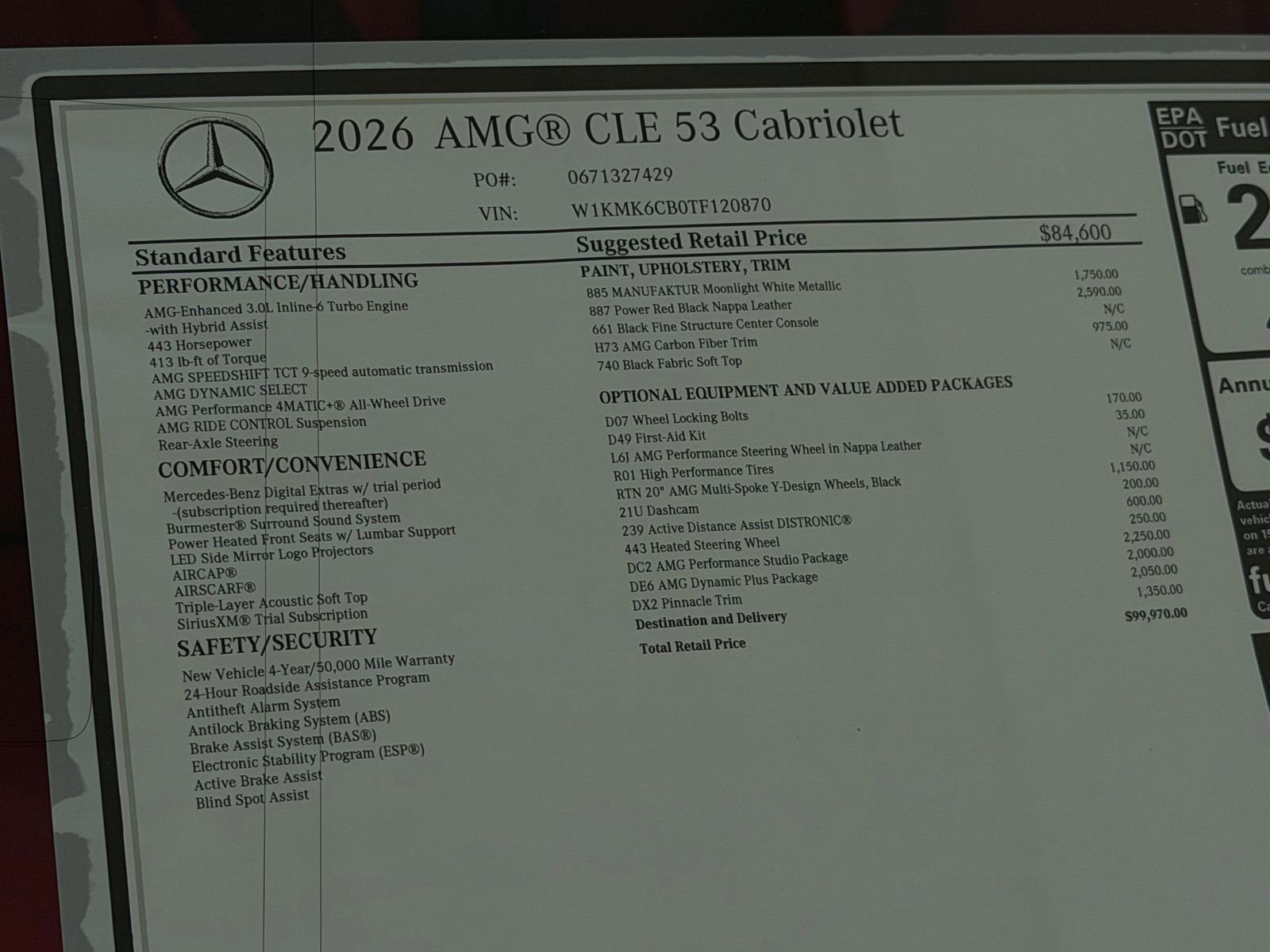 New 2026 MANUFAKTUR Moonlight White Metallic Mercedes-Benz AMG® CLE 53 4MATIC+ Cabriolet image 41