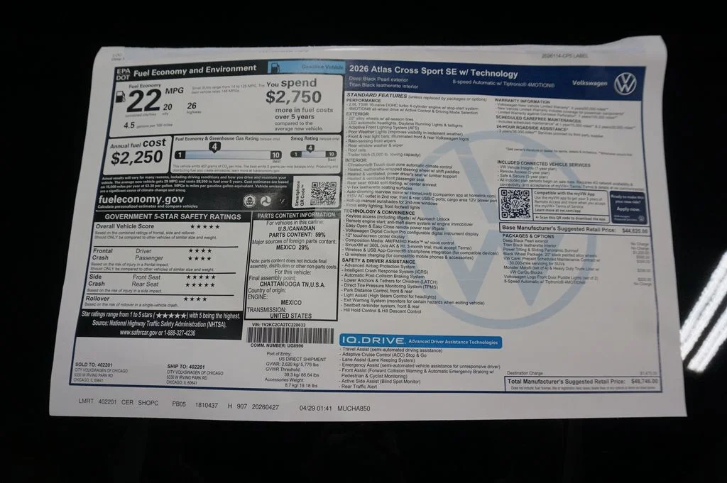 New 2026 Deep Black Volkswagen 2.0T SE w/Technology image 38