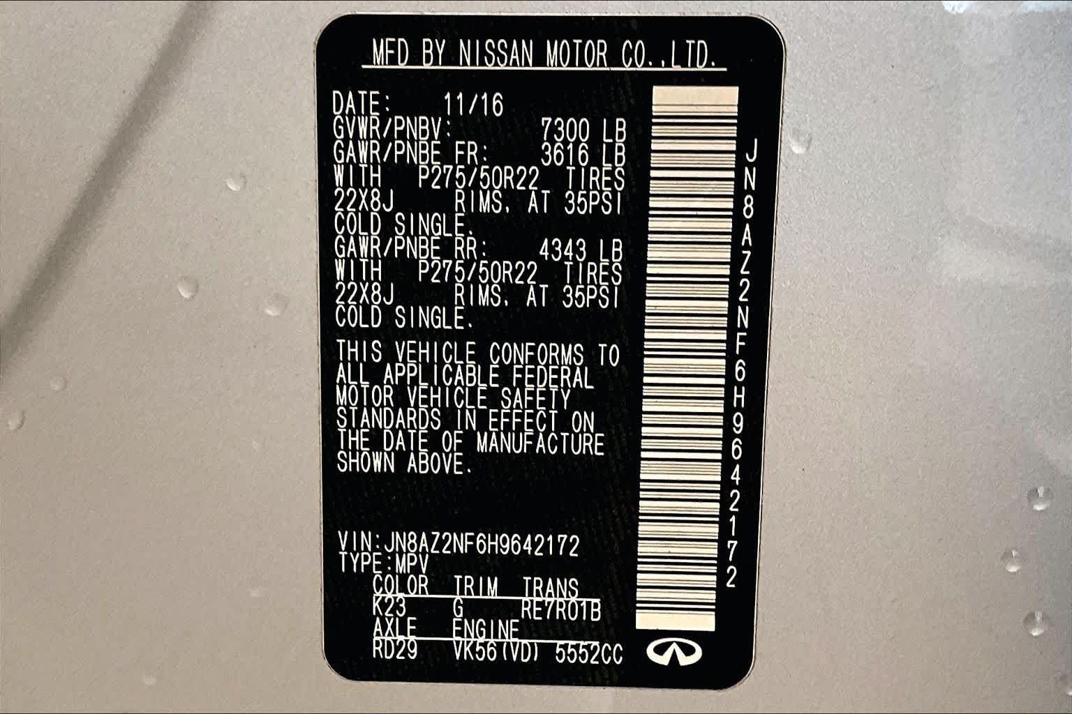 Used 2017 Liquid Platinum INFINITI  image 32