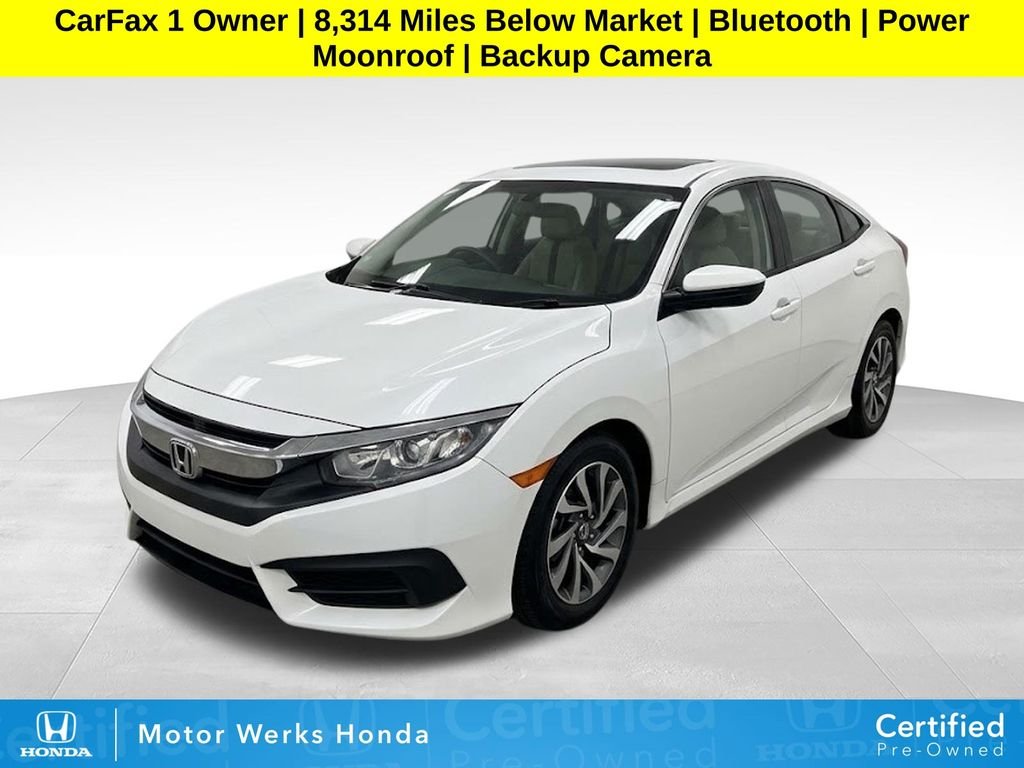 Certified Used 2016 White Orchid Pearl Honda EX image 1