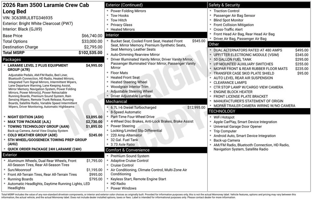 New 2026 Bright White Clear-Coat Exterior Paint RAM Laramie image 6