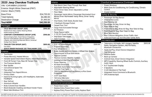 Used 2020 White Jeep Trailhawk 4x4 image 16