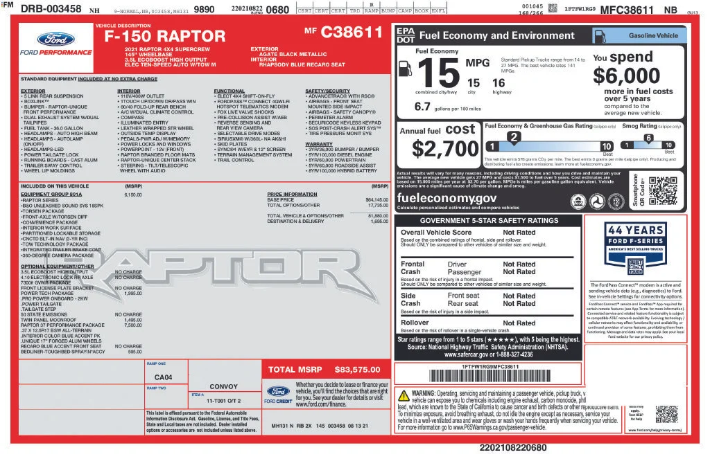 Used 2021 Black Ford Raptor image 2