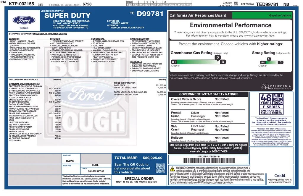 New 2026 Oxford White Ford F-250® XL image 5