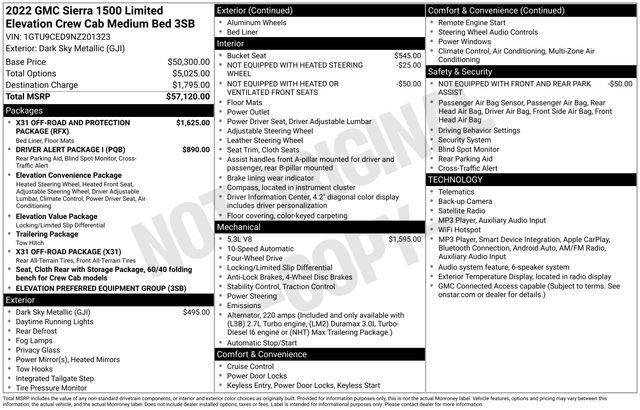 Used 2022 DARK SKY METALLIC GMC Elevation image 8
