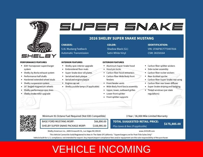New 2026 Black Ford SHELBY SUPER SNAKE image 3