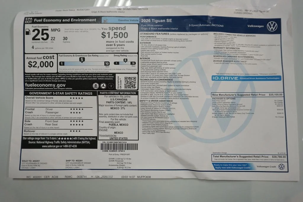New 2026 Pure White Volkswagen SE image 34