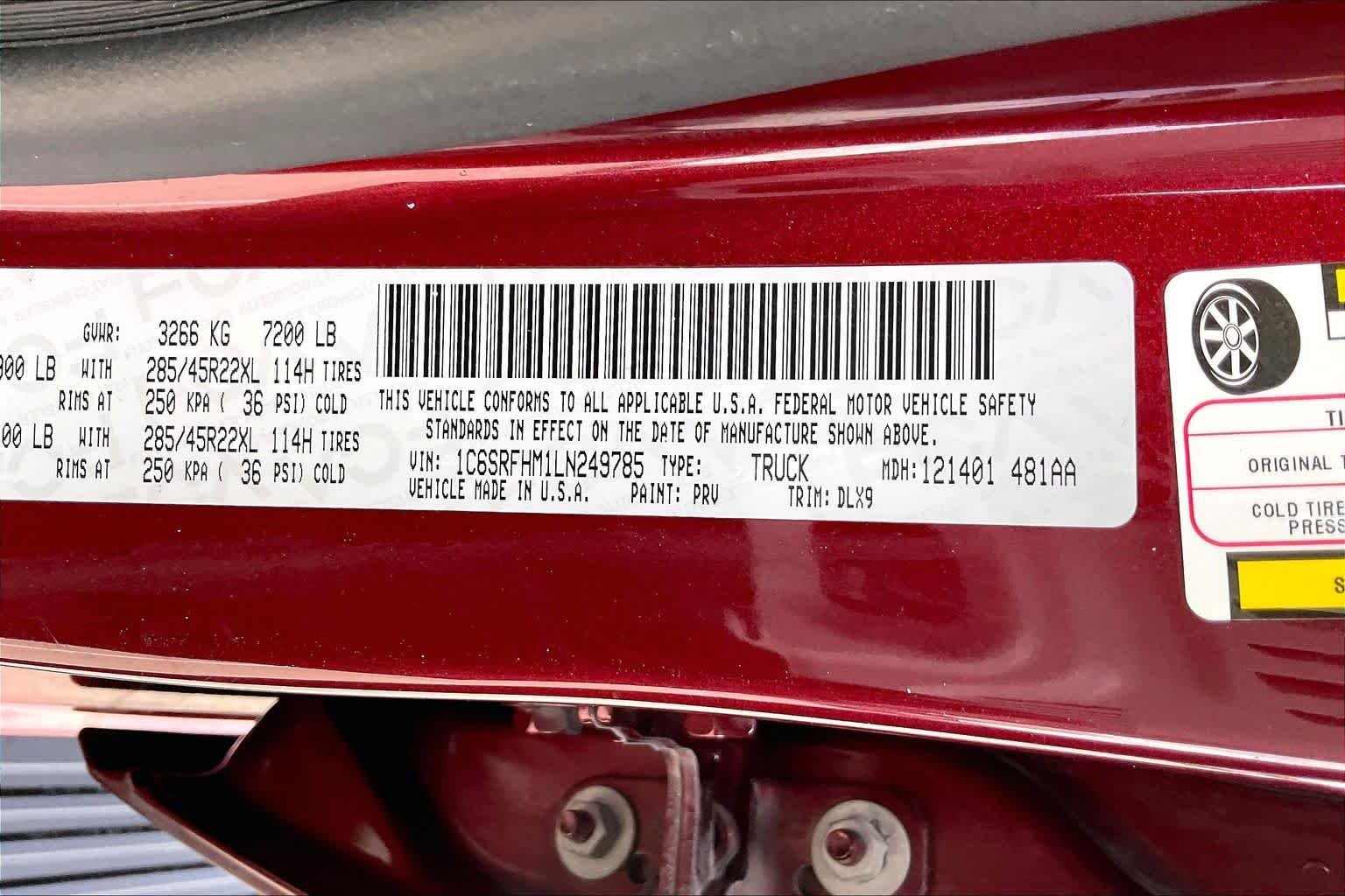 Used 2020 Delmonico Red Pearlcoat Ram Limited image 34