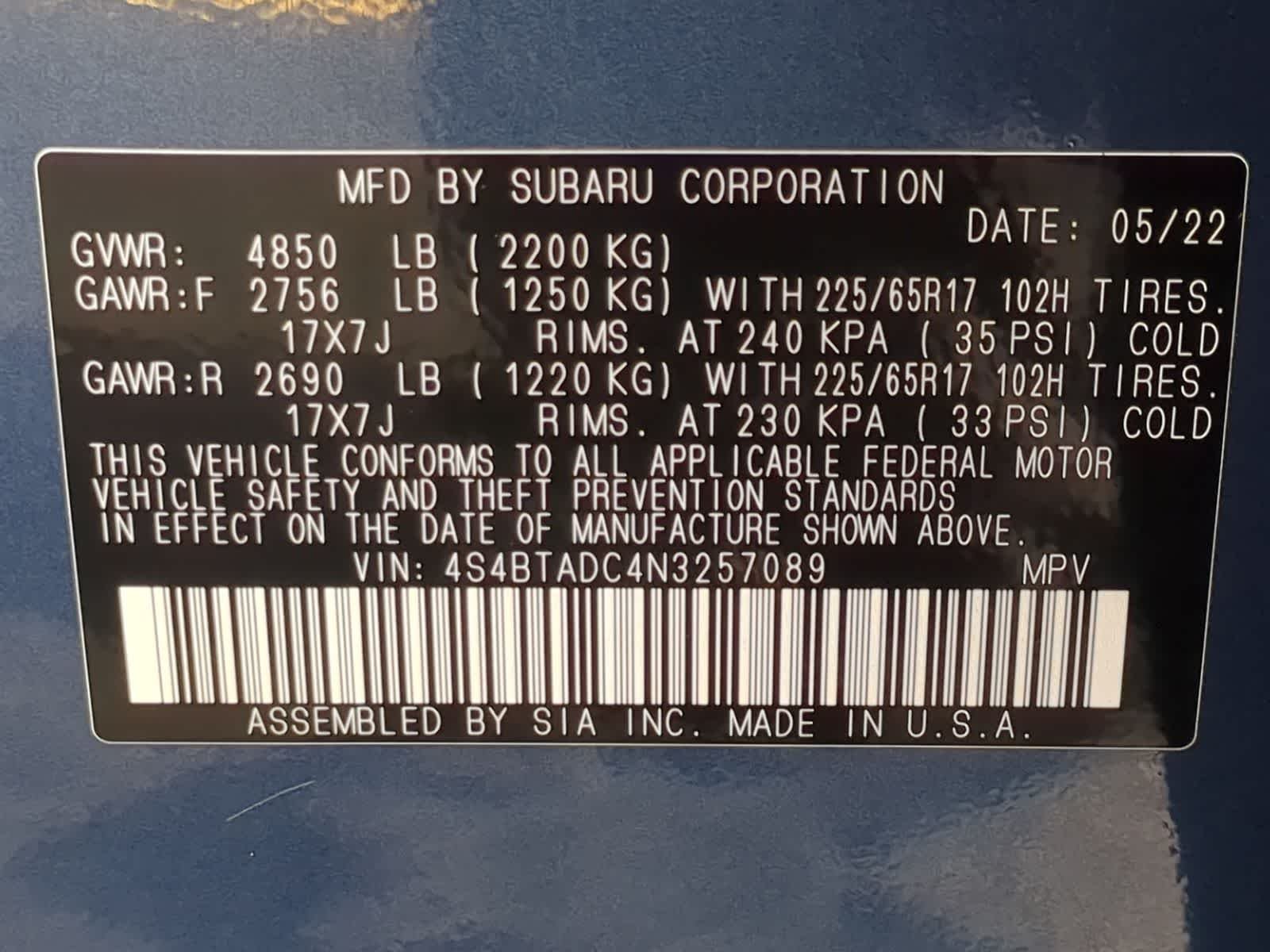 Certified Used 2022 Abyss Blue Pearl Subaru Premium image 36