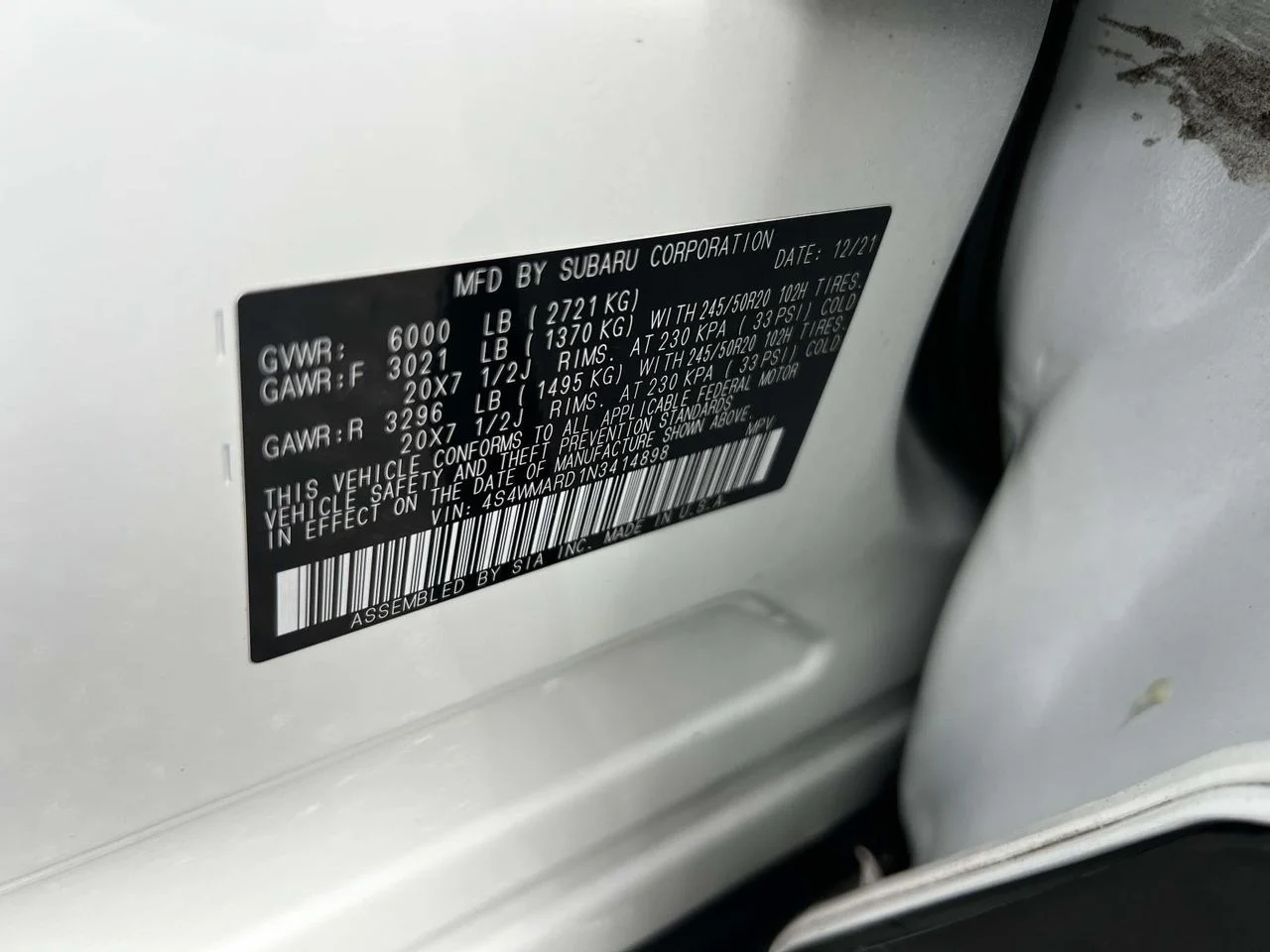 Used 2022 Crystal White Pearl Subaru Touring image 27