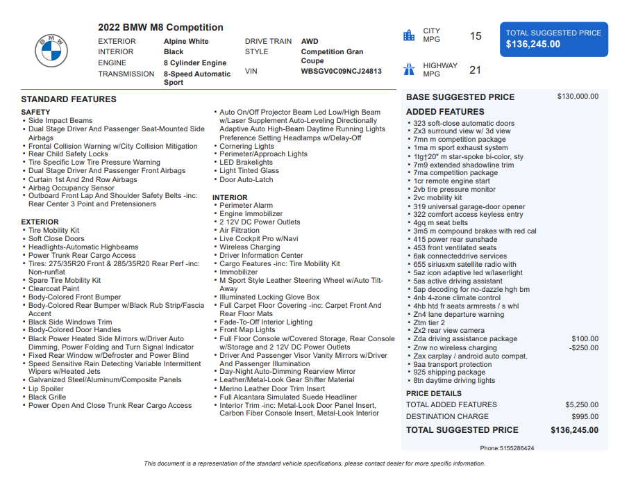 Used 2022 White BMW Competition image 3