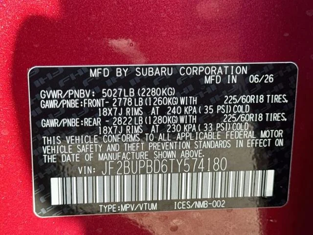 New 2026 CRIMSON RED PEARL Subaru Premium image 43