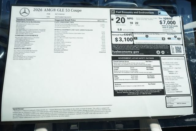 New 2026 MANUFAKTUR Moonlight White Metallic Mercedes-Benz AMG® GLE 53 4MATIC+ Coupe image 41