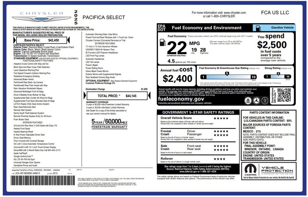 Certified Used 2025 Black Chrysler Select image 4