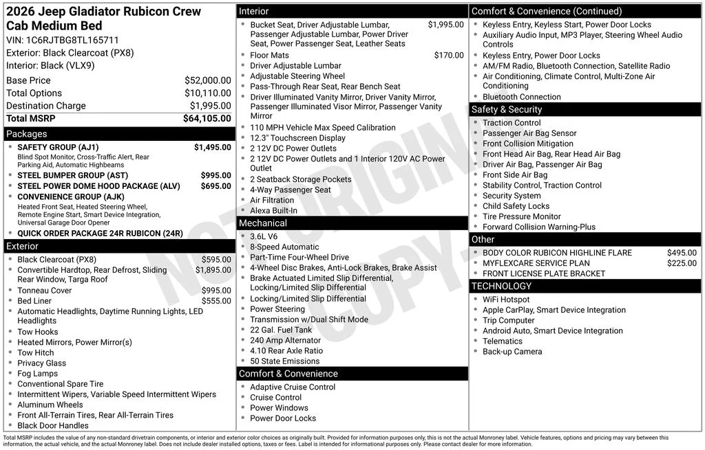 New 2026 Black Clearcoat Jeep Rubicon image 6