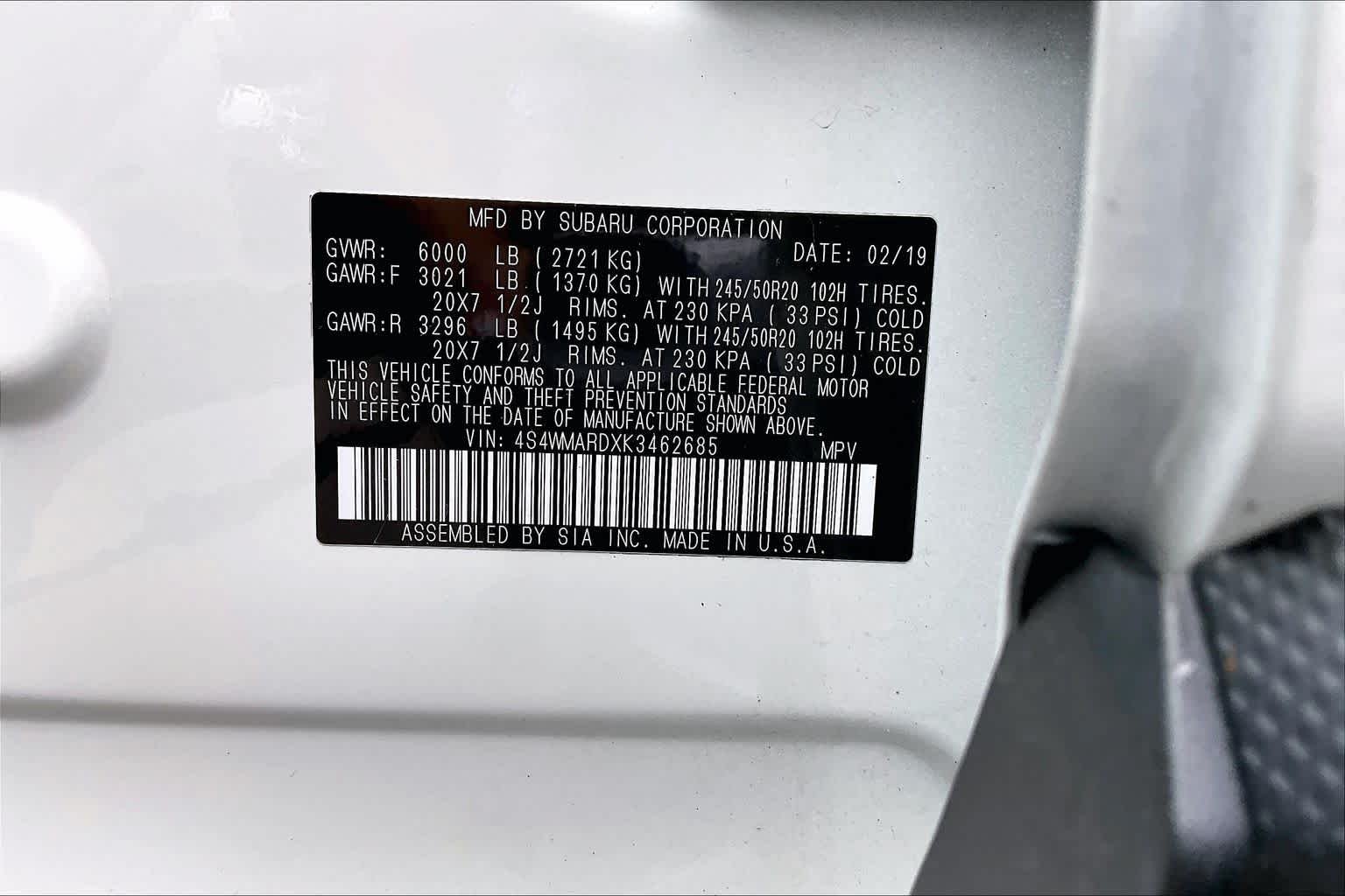 Used 2019 Crystal White Pearl Subaru Touring image 37