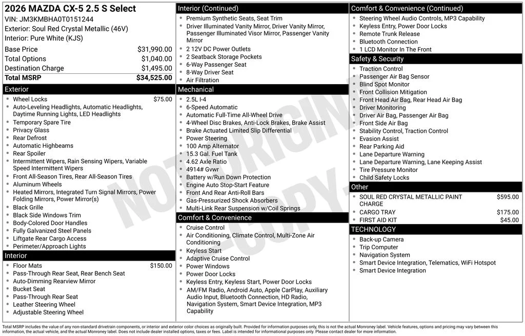 New 2026 Soul Red Crystal Metallic Mazda 2.5 S Select AWD image 9