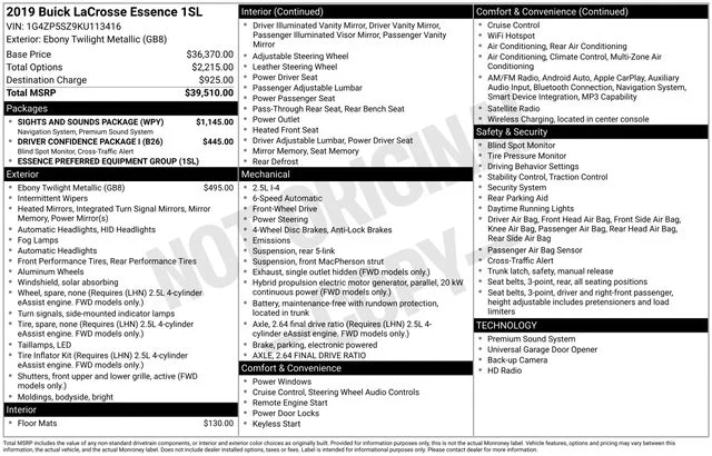 Used 2019 Black Buick Essence image 34
