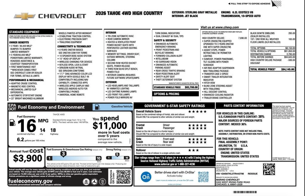 New 2026 Sterling Gray Metallic Chevrolet High Country image 2