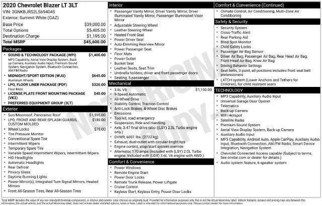 Used 2020 SUMMIT WHITE Chevrolet LT image 5