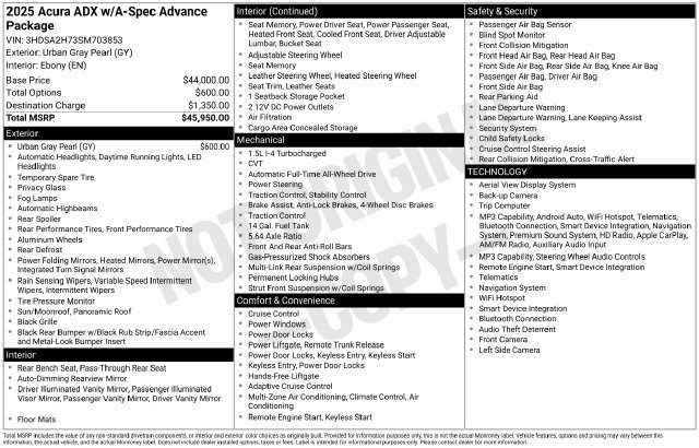2025 Acura ADX A-spec w/Advance Package - Photo 16