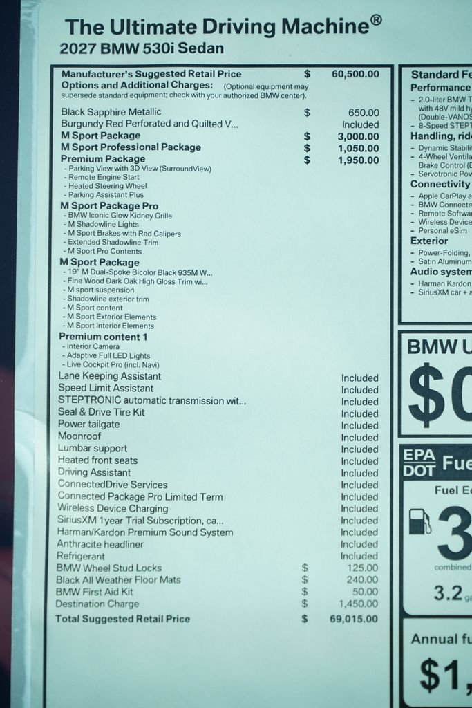 New 2027 Black Sapphire Metallic BMW 530i image 8