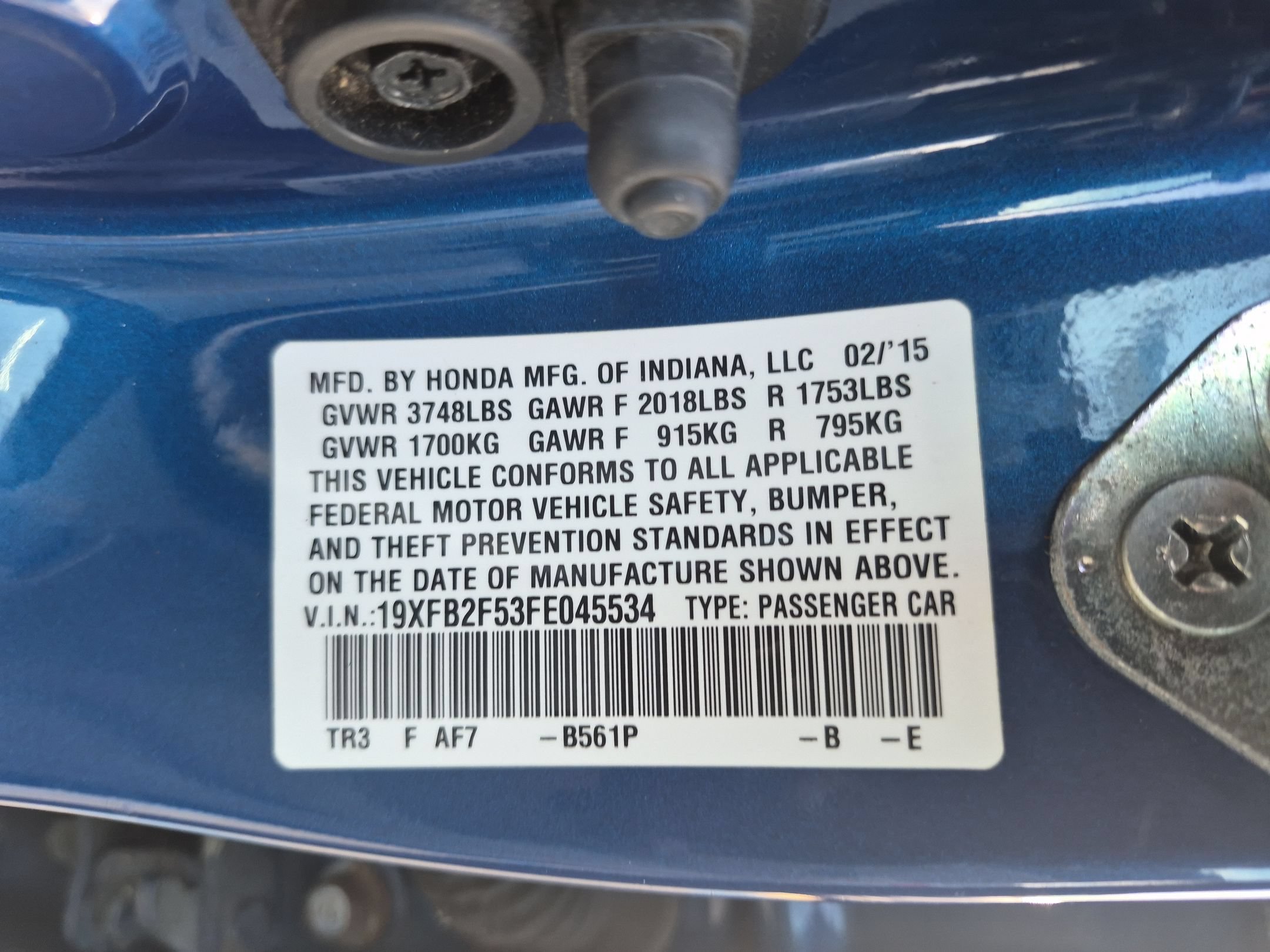 Used 2015 Dyno Blue Pearl Honda LX Sedan image 31