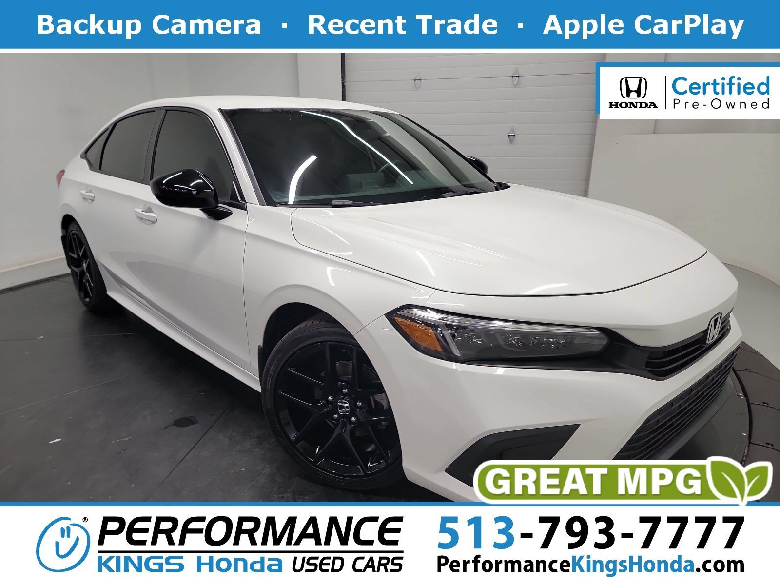 Certified Used 2024 Platinum White Pearl Honda Sport image 1